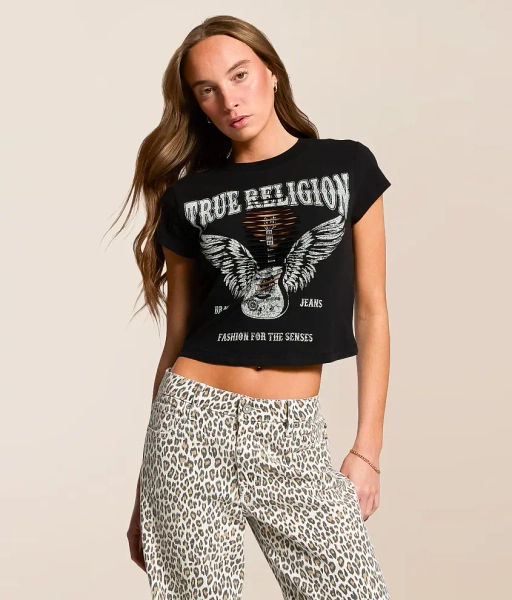 X-Small Jet Black Baby Cropped T-Shirt