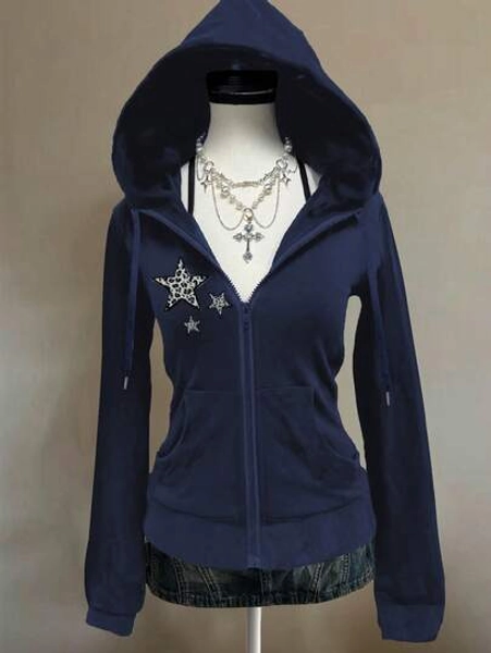 Attitoon Casual Vintage Style Leopard Print & Star Pattern Loose Fit Hooded Long Sleeve Sweatshirt Sweatshirt For Women, Suitable For Autumn/Winter, Vintage, Sexy, Cute, Y2K, Coconut Girl, Boho, Hippie, Music Festival