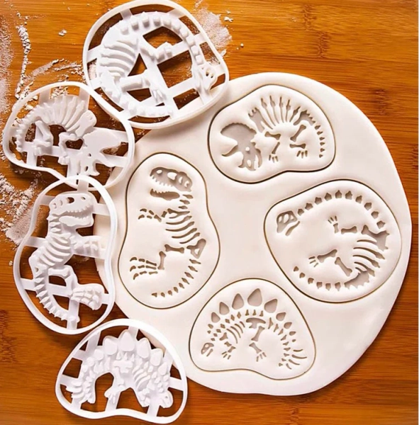 Dinosaur Fossil Cookie Cutter Set: T-Rex, Stegosaurus, Triceratops
