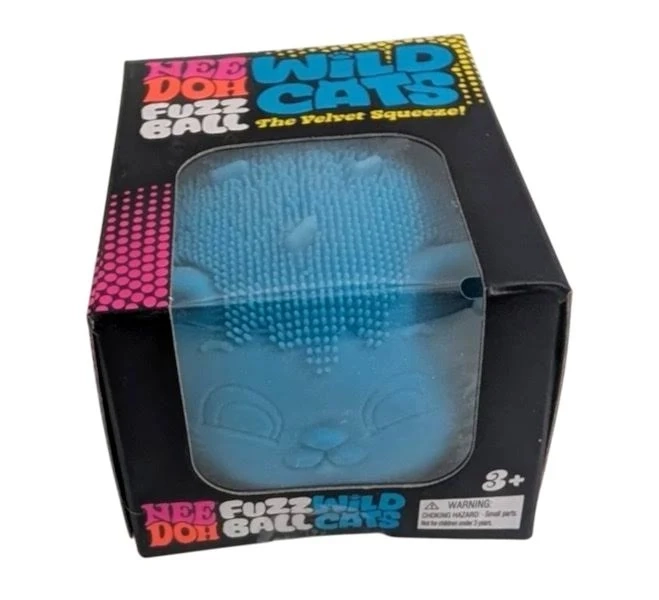 NeeDoh Fuzz Ball Wild Cats Squishy Fidget Toy Blue