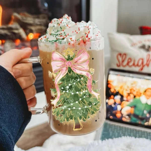 Sip Sip Hooray Coquette Bow Tree Glass Mug
