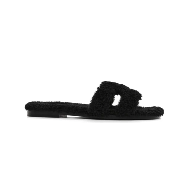 HERMES WOOLSKIN ORAN SANDALS 1512309