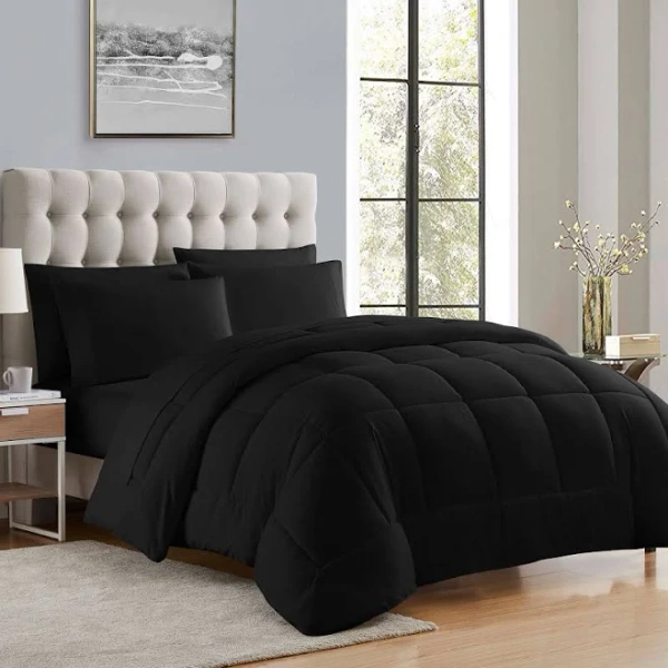 sweet home collection Bed-in-A-Bag Solid Color Comforter & Sheet Set Soft All Season Bedding