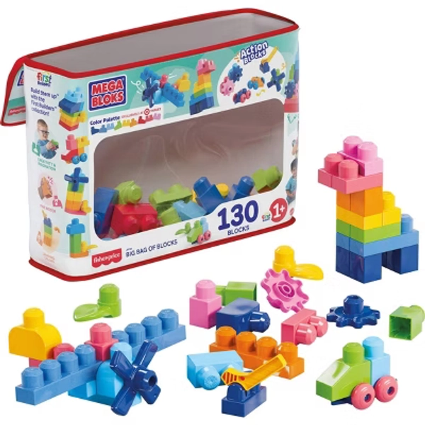 MEGA BLOKS First Builders Big Bag of Blocks Toy Blocks with Storage Bag - 130pc
