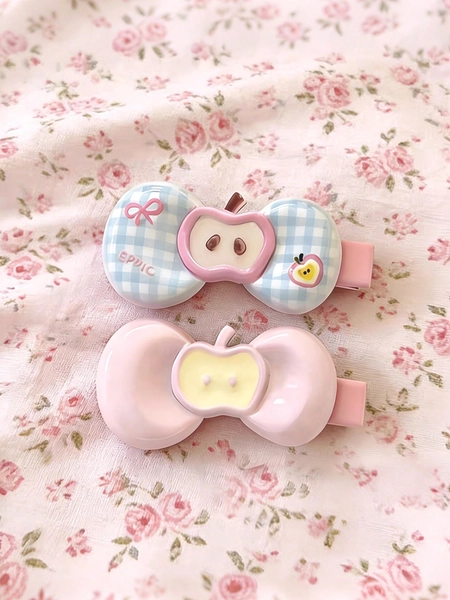 bow apple hairclips