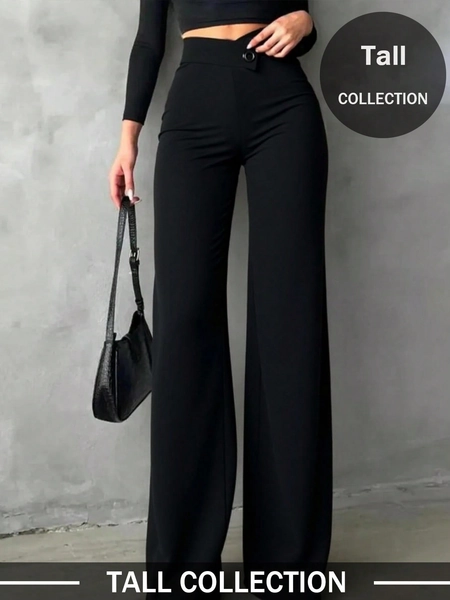 Women's Casual Elegant Straight-Leg Pants, Essential Back-To-School Item, Asymmetric V-Waistline Accentuates Curves, Suitable For Daily Wear, Office, Dates, Vacation And More