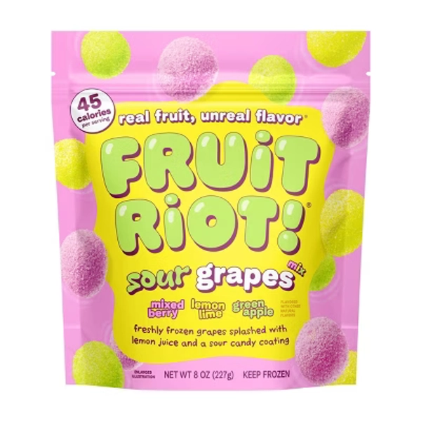 Fruit Riot Frozen Sour Mixed Candy Grapes - 8oz