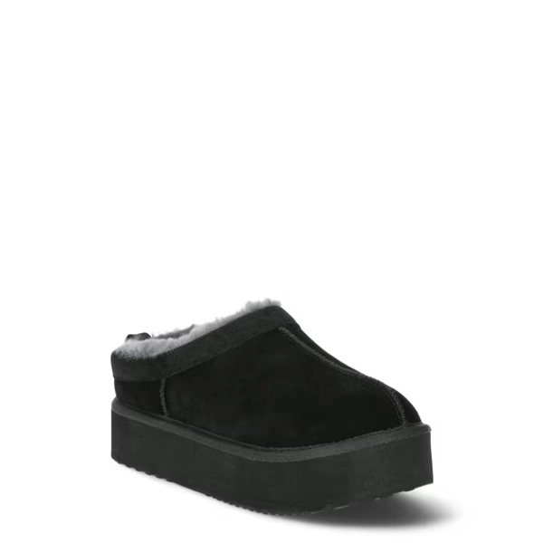 Joyspun Women's Ultra Short Faux Suede Platform Clog Slippers
