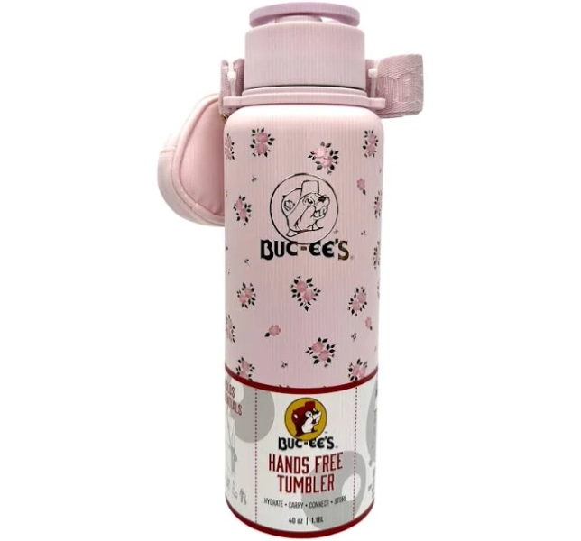 Buc-ee's Pink Floral Hands Free Tumbler