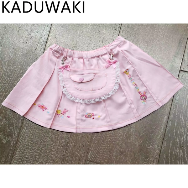 Lace Patchwork Pockets Design Chic Short Skirts Women High Waist Pleated Pink Mini Jupe Japan Style Sweet Kawaii Y2k Falda Mujer - AliExpress 200000345