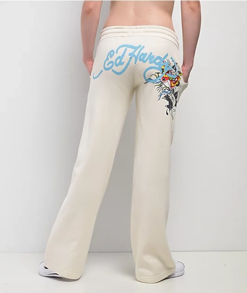 Ed Hardy Love Kills Slowly Heart Ivory Sweatpants