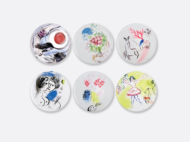 Gift box set of 6 dinner plates 10.5" Collection Marc Chagall - Marc Chagall | Bernardaud Porcelain