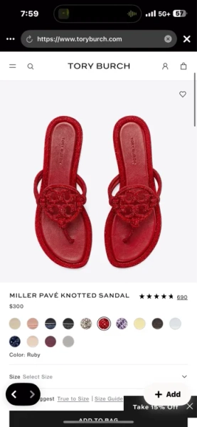 Miller Pavé Knotted Sandal in red, size 8.5