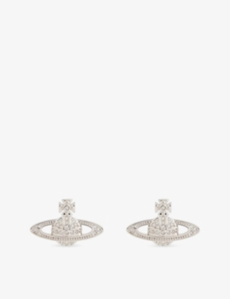 Mini Bas Relief platinum-plated brass stud earrings