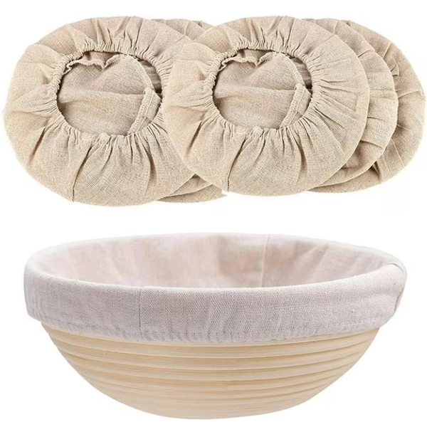 6 Pack 9 Inch Proofing Bread Basket Cloth,Breathable Liner Cotton Flax Bread Basket Liner Cloth,Baking Dough Basket Cover,Round Cloth Baking Supplies for Baking