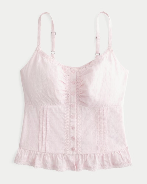 Curvy Lace Trim Peplum Tank