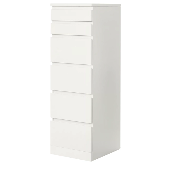 MALM Chest of 6 drawers - white/mirror glass 40x123 cm