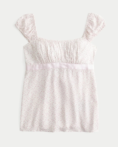 Easy Satin Tie Babydoll Top