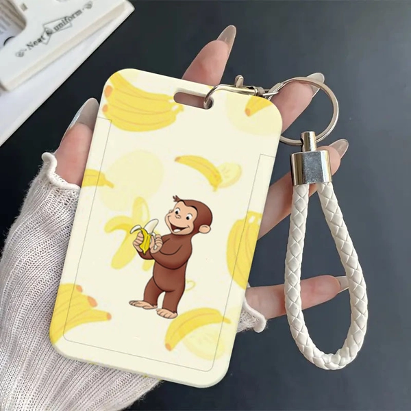 Cute Monkey Pattern Design, Detachable ID Card Holder with Keychain Lanyard, Durable Plastic ID Card Holder. Suitable for Bus Cards, Work Badges, Nurse Cards, Student IDs, Teacher Cards, and Office Use. A Stylish Accessory Gift for Friends