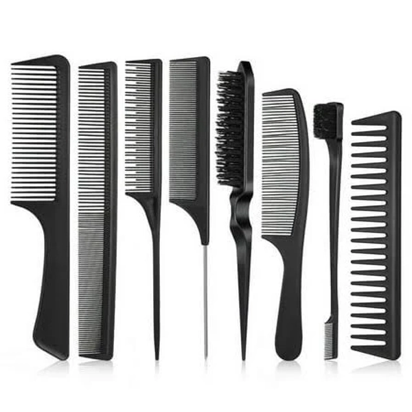 8 Pcs Teasing Brush Set Edge Brush Comb with Hair Clips Grooming Hair Styling Comb Teasing Dual Edges Hair Brush Triple Teasing Comb Sturdy Rat Tail