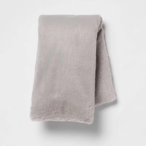 Plush Body Pillow Cover Gray - Room Essentials™: Faux Fur, Zipper Closure, Machine Washable