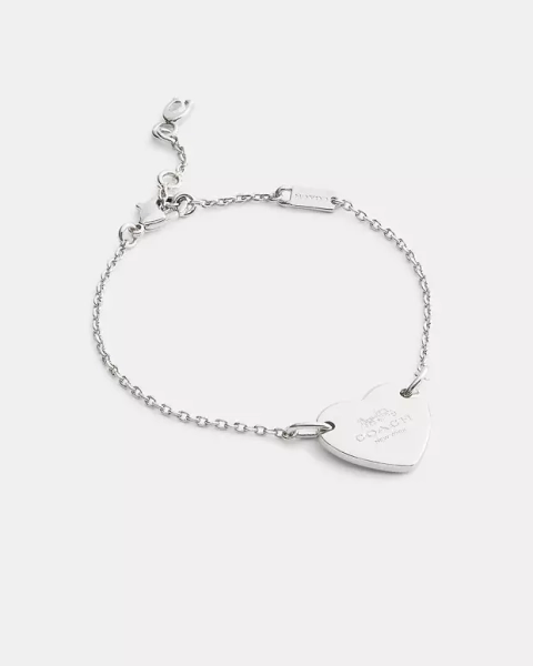 Silver Coach Heart Linear Bracelet