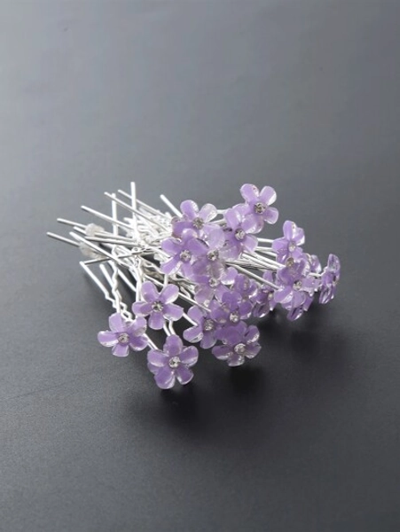20pcs Women's New Colorful Flower Bridal Hair Accessories Set, Including Hair Pins, U-Shaped Hair Fork, Bun Hair Stick, Suitable For Wedding, Daily Wear, Back To School Season Valentine's Day