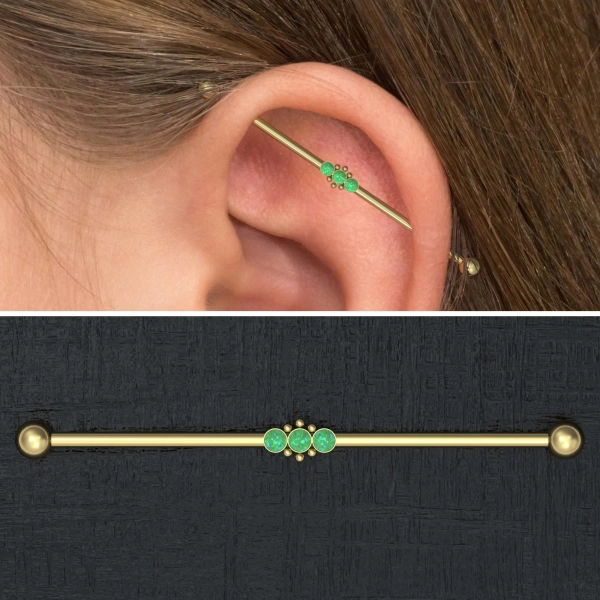 Opal Industrial Piercing Jewelry Surgical Steel, Industrial Barbell 14g, Straight Barbell Jewelry, Scaffold Barbell, Industrial Bar