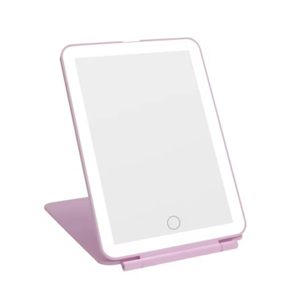 Impressions Vanity Touch Pad Mini Tri-Tone LED Makeup Mirror with Flip Cover, Touch Dimmer & USB-Rechargeable Battery