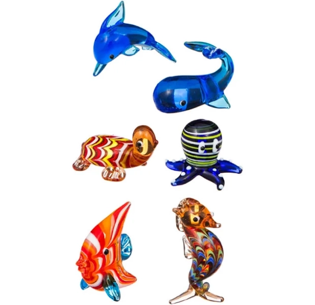 MINI GLASS ANIMALS SEA CREATURE FIGURINE, DOLPHIN