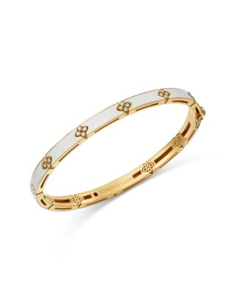 18K Yellow Gold Diamond Love in Verona Ceramic Enamel Bangle Bracelet