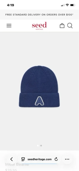 Initial Beanie | A | Seed Heritage