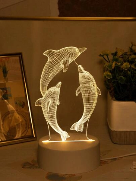 1pc Usb 3d Illuminated Creative Dolphin Shaped Night Light For Home Decor, Living Room Decoration, Birthday & Festival Gift