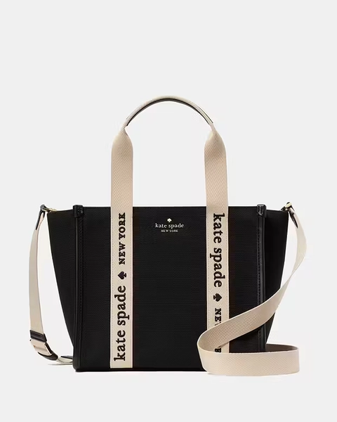 Black Kip Canvas Small Tote