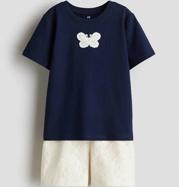 H&M Girls Heart 2-Piece Top and Shorts Set
