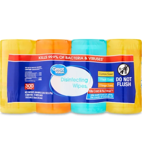 Great Value Disinfecting Wipes 300 Count 4 Pack