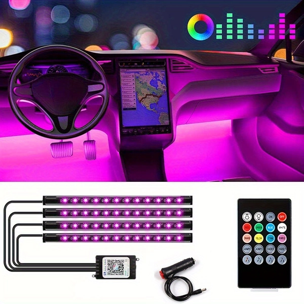 48LED Car Accessories for Women: Interior Car Lights Car LED Lights, Gifts for Men, Car Decor, Music Sync Color Change Lights for Truck, 12V