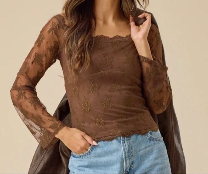 Vanessa Boat Neck Lace Top