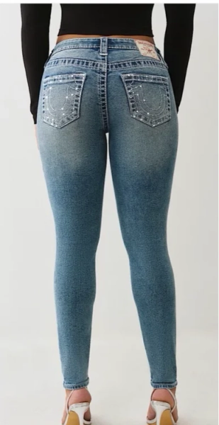 

JENNIE MID RISE CRYSTAL BIG T CURVY SKINNY JEAN - CRYSTAL FLASH | True Religion

