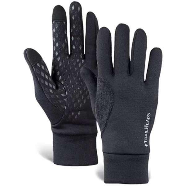 TrailHeads Men’s Running Gloves - Touchscreen with Anti-slip Grip - Lightweight & Moisture Wicking - Black - Medium
