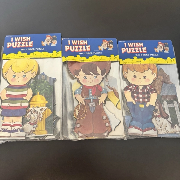 RARE Vintage 1970s Larami Toys “I Wish” Puzzle Kids Dogs Lot