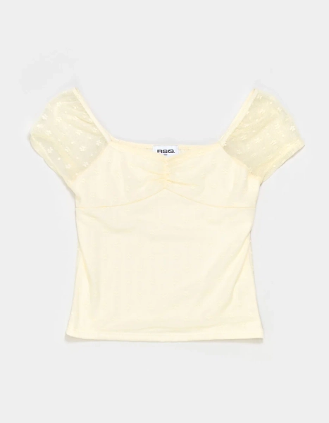 RSQ Girls Flocked Mesh Top - YELLOW