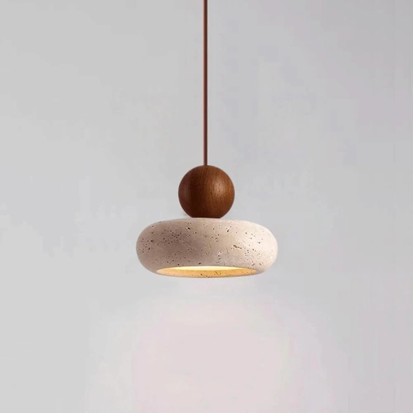 Petit lustre en travertin jaune,style wabi-sabi,lampe de chevet suspendue,lustre,salle à manger,cuisine,plafonnier LED vintage,3000K - lumière chaude