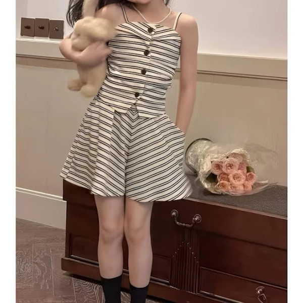Girl's Stylish Striped Two-Piece Set