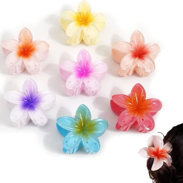 Women's Hawaiian Plumeria Tropical Flower Hair Clips