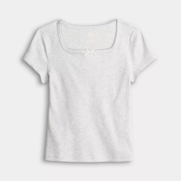 Girls 6-20 SO® Short Sleeve Square Neck Tee in Regular & Plus Size