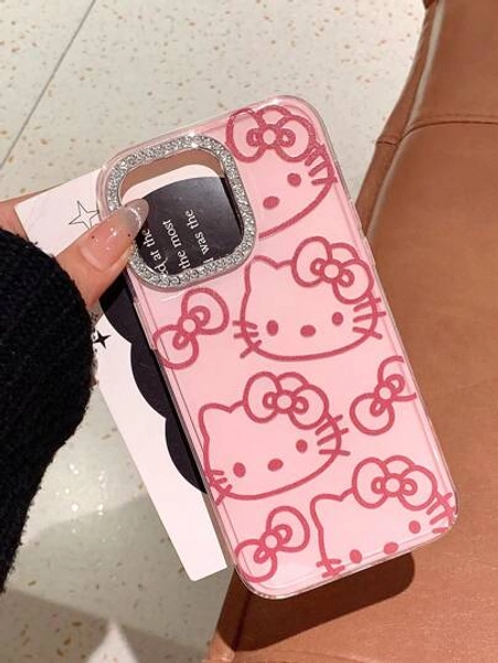 Sanrio 1pc HelloKitty Rhinestone Jelly Protective Phone Case Compatible With Apple