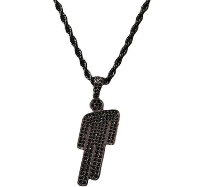 Billie Eilish Black Zircon Tilted Head Pendant Necklace