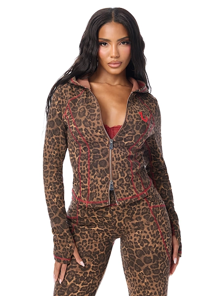 LEOPARD BABY TERRY ZIP HOODIE