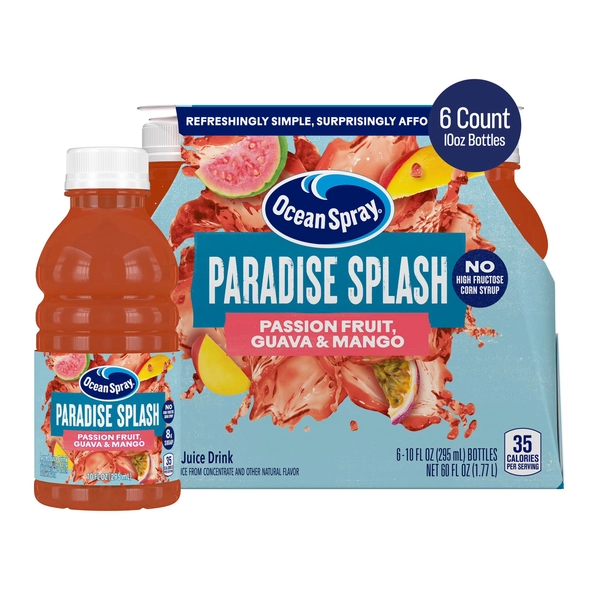 Ocean Spray® Paradise Splash – Passionfruit, Guava & Mango 10 fl oz Bottle, 6 Pack - Walmart.com